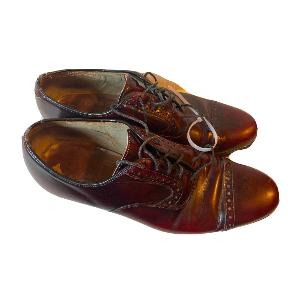 Aristocraft Brown Men's Oxford Dress Shoes Repaired Heel Wear on Back of Shoe